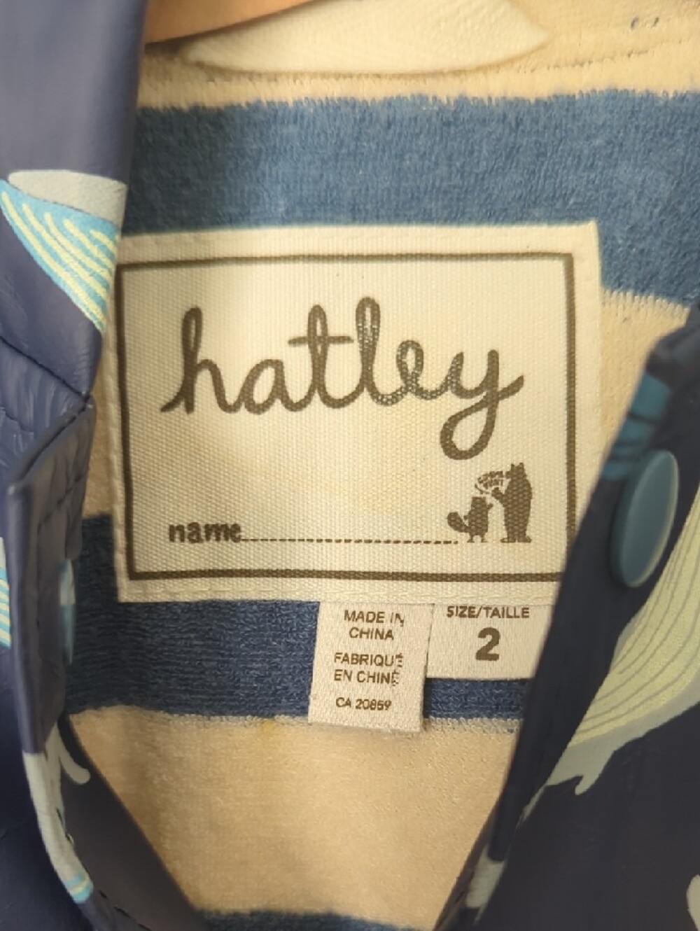Hatley Navy Whale Print Hooded Raincoat - Picture 2 of 4